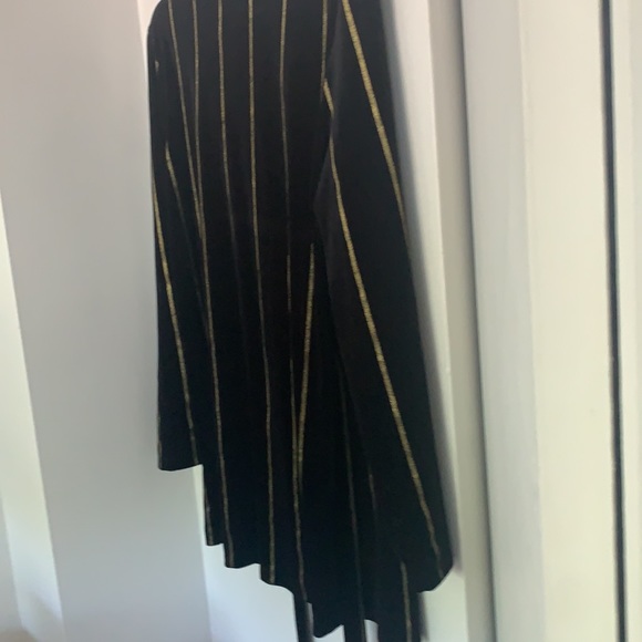 Zara Black Velvet Belted Blazer With Gold Stripes - Picture 13 of 14